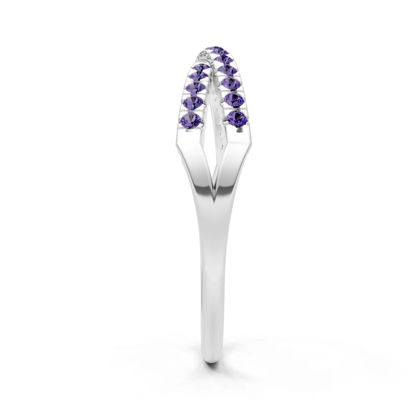 Amethyst Dainty Overlap Split Band – Round
