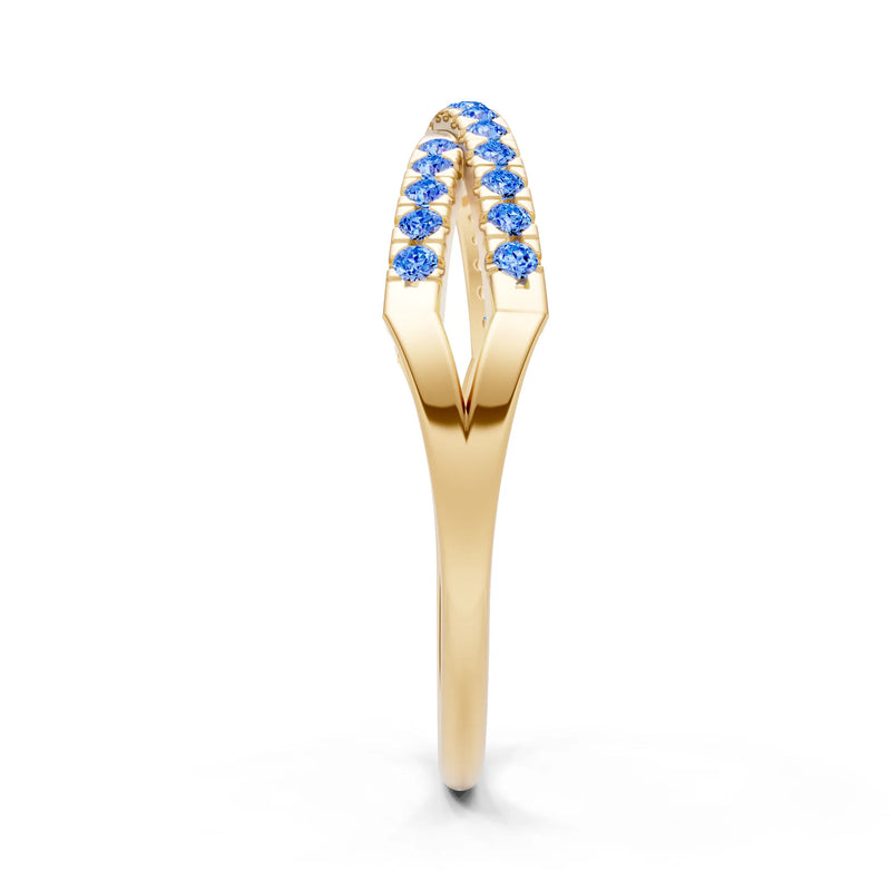 Swiss Blue Topaz Dainty Overlap Split Band – Round