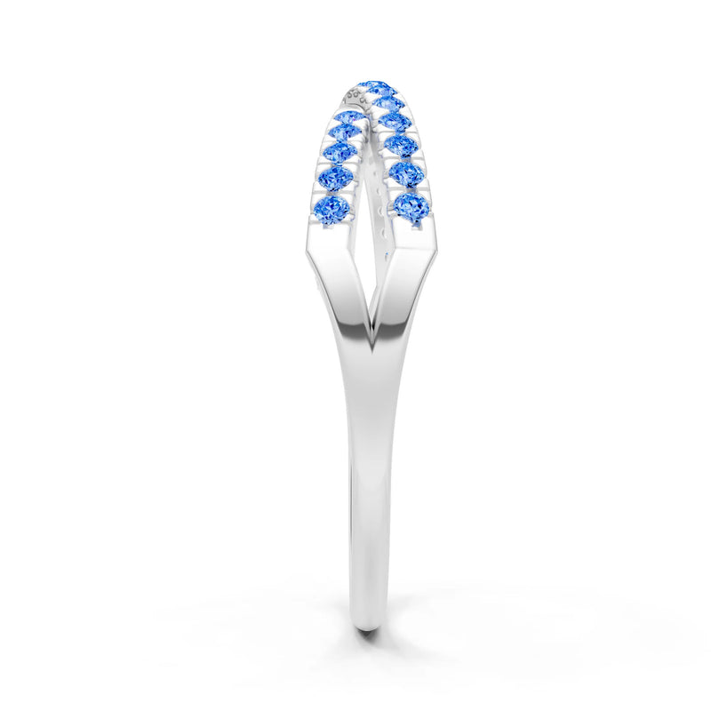 Swiss Blue Topaz Dainty Overlap Split Band – Round