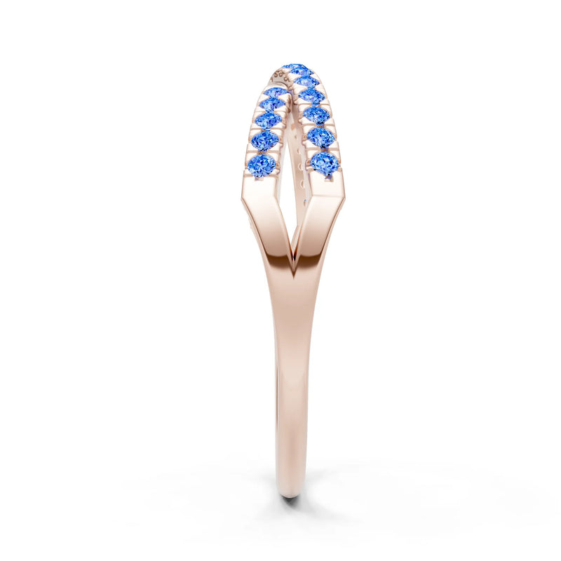 Swiss Blue Topaz Dainty Overlap Split Band – Round