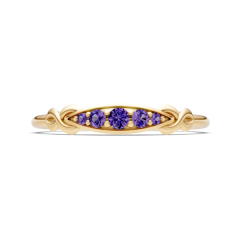 Dainty Graduated Scroll 5-Stone Ring