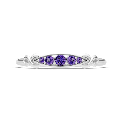 Dainty Graduated Scroll 5-Stone Ring