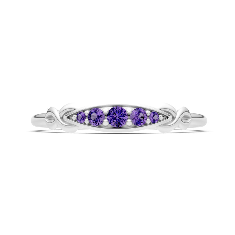 Dainty Graduated Scroll 5-Stone Ring