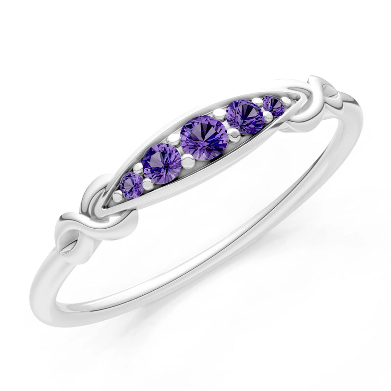 Dainty Graduated Scroll 5-Stone Ring