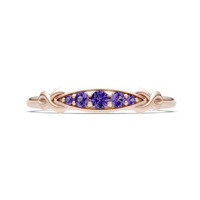 Dainty Graduated Scroll 5-Stone Ring