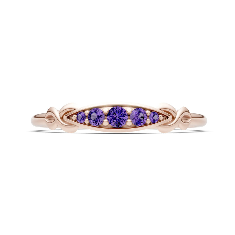 Dainty Graduated Scroll 5-Stone Ring
