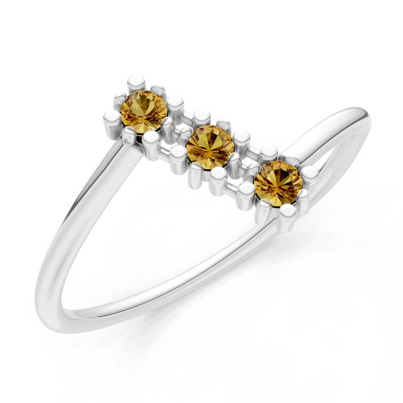 Citrine Dainty Triple Cluster