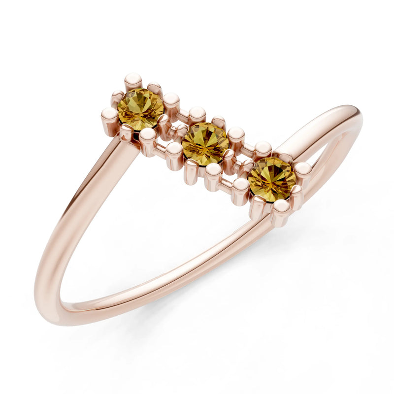 Citrine Dainty Triple Cluster