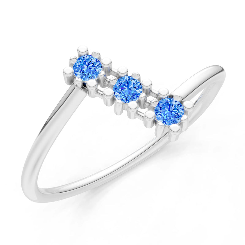 Swiss Blue Topaz Dainty Triple Cluster