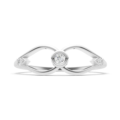 Dainty Bezel Twist Crossover Ring – Round