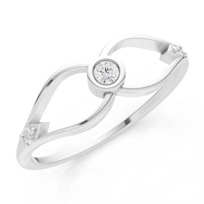 Dainty Bezel Twist Crossover Ring – Round
