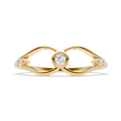 Dainty Bezel Twist Crossover Ring – Round