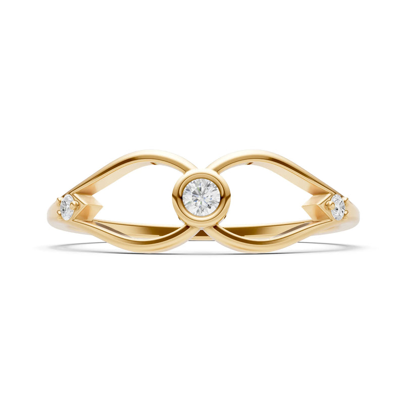 Dainty Bezel Twist Crossover Ring – Round