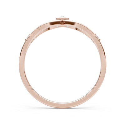 Dainty Bezel Twist Crossover Ring – Round