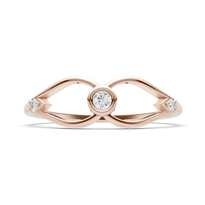 Dainty Bezel Twist Crossover Ring – Round