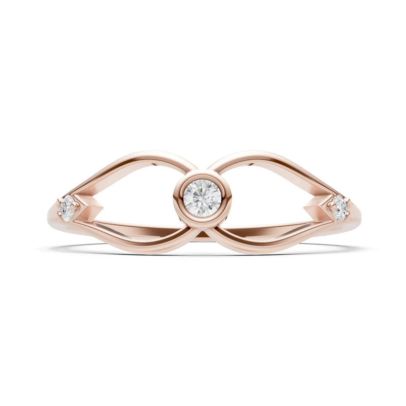 Dainty Bezel Twist Crossover Ring – Round