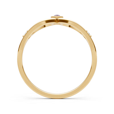 Dainty Bezel Twist Crossover Ring – Round