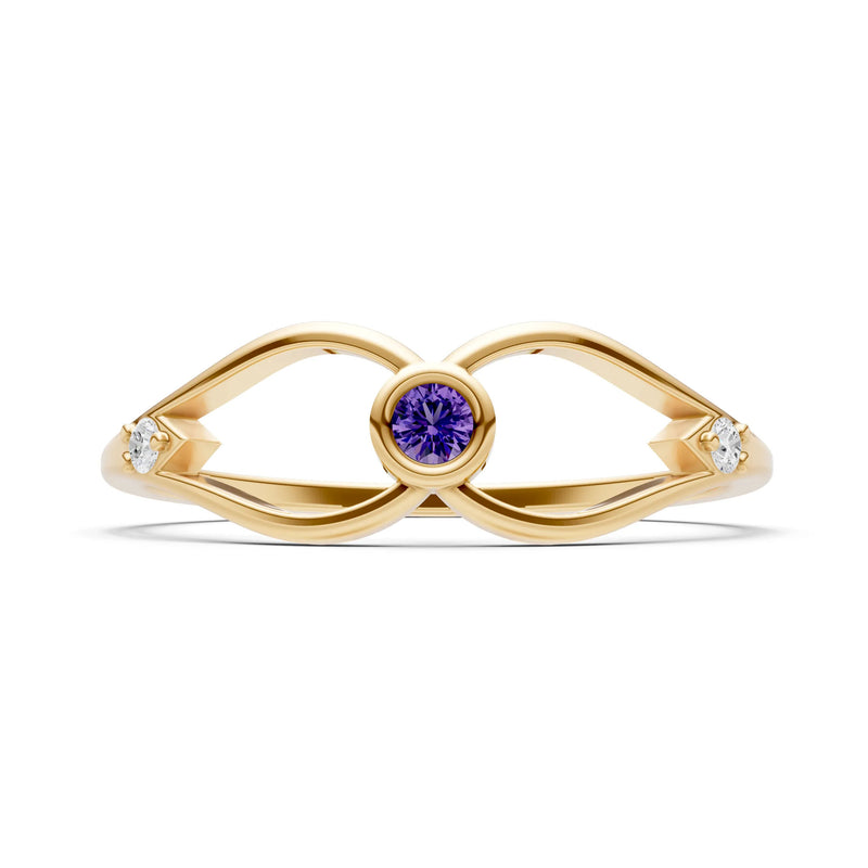 Dainty Bezel Twist Crossover Ring – Round