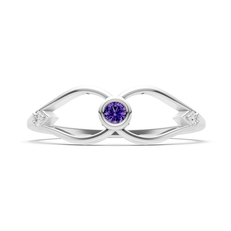 Dainty Bezel Twist Crossover Ring – Round