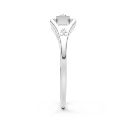 Dainty Bezel Twist Crossover Ring – Round