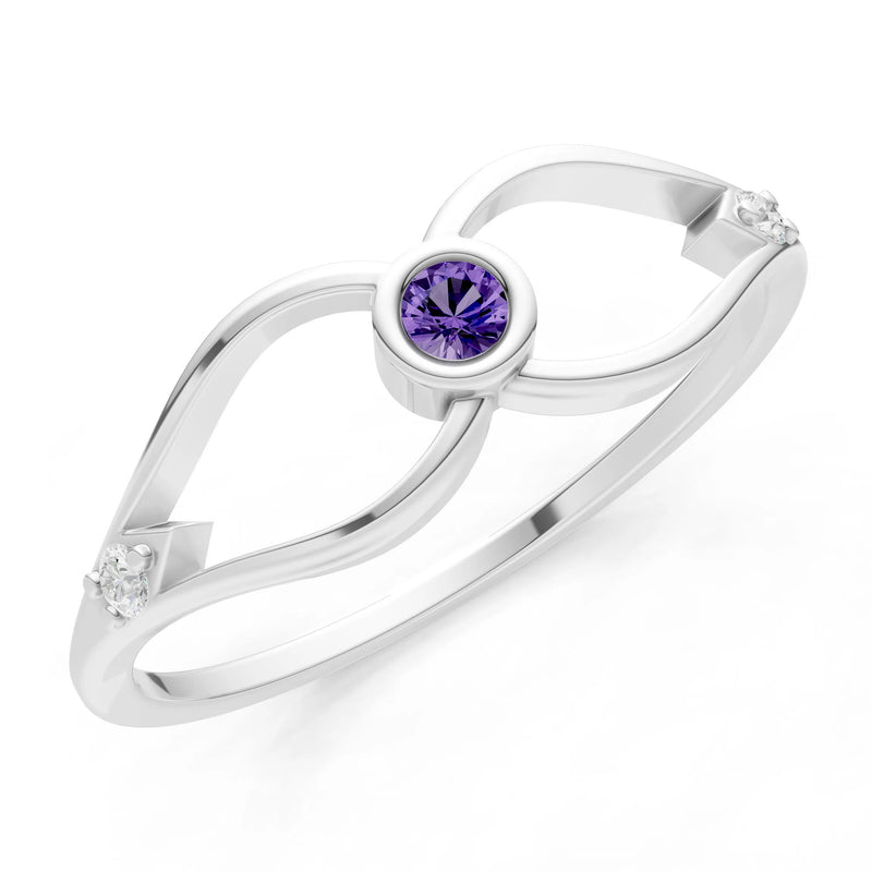 Dainty Bezel Twist Crossover Ring – Round