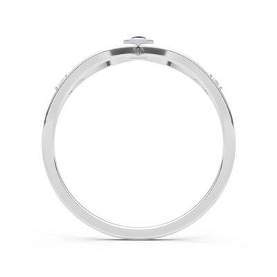 Amethyst Dainty Bezel Twist Crossover Ring
