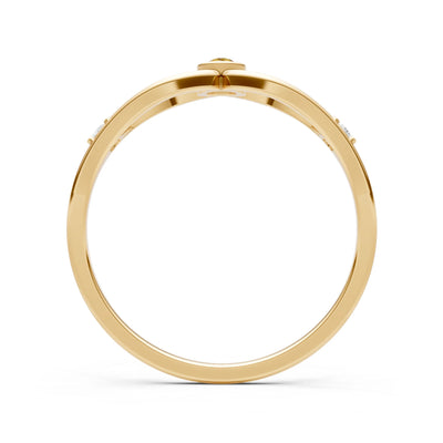 Dainty Bezel Twist Crossover Ring – Round