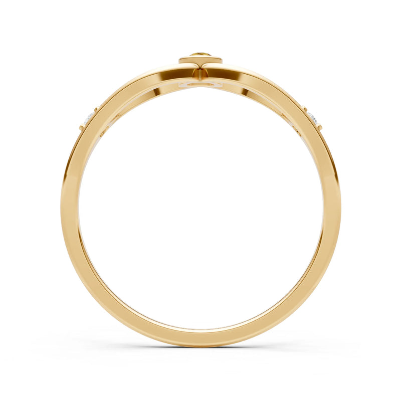 Dainty Bezel Twist Crossover Ring – Round