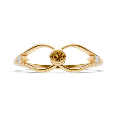 Dainty Bezel Twist Crossover Ring – Round