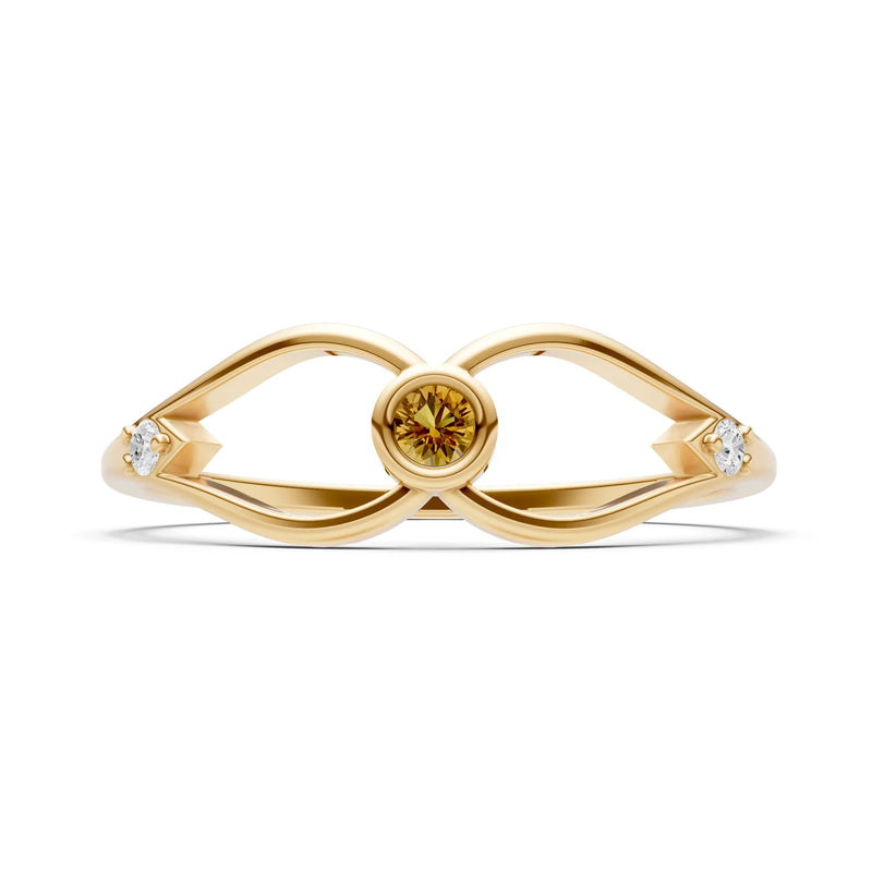 Dainty Bezel Twist Crossover Ring – Round