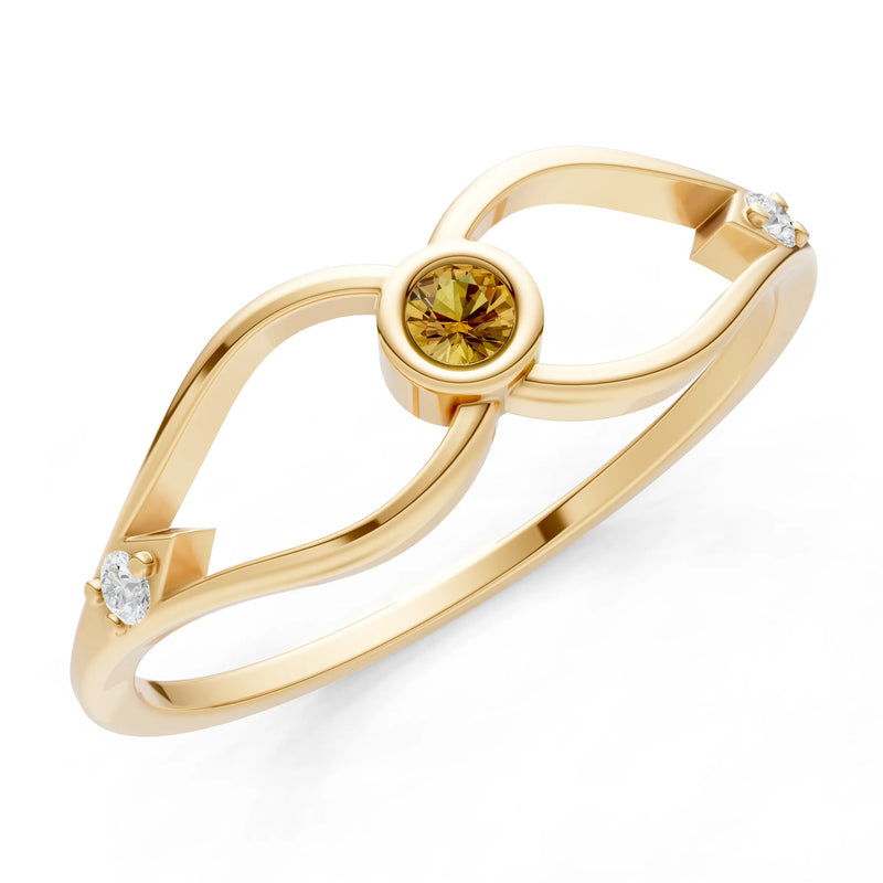 Dainty Bezel Twist Crossover Ring – Round