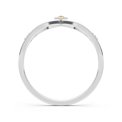 Dainty Bezel Twist Crossover Ring – Round
