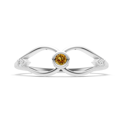 Dainty Bezel Twist Crossover Ring – Round