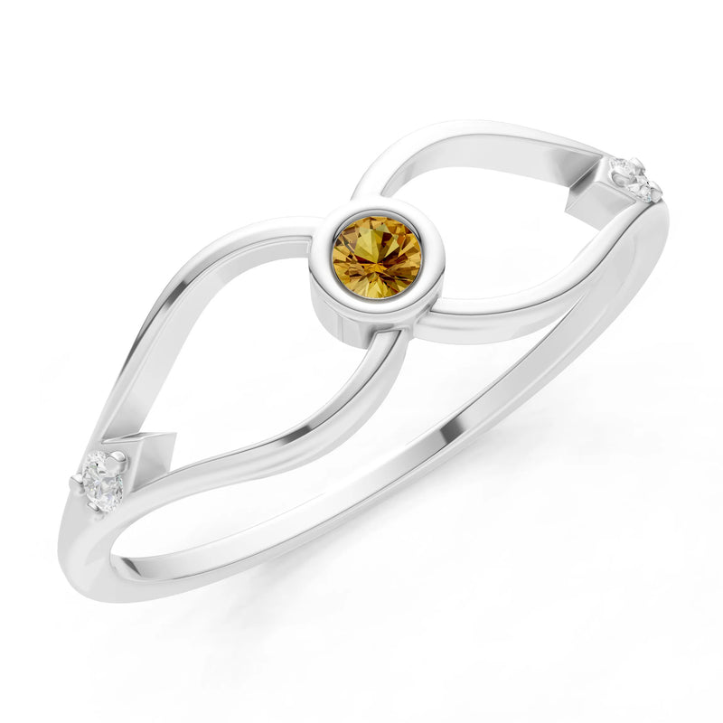 Dainty Bezel Twist Crossover Ring – Round