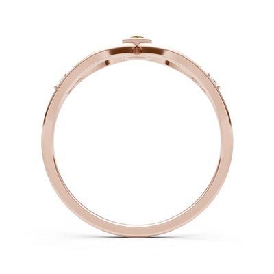 Dainty Bezel Twist Crossover Ring – Round
