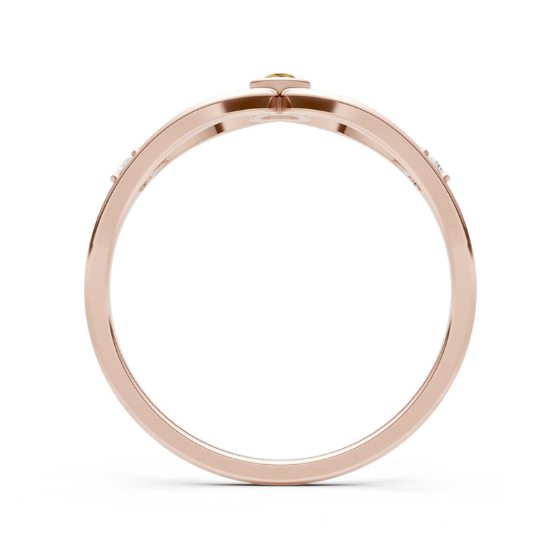 Dainty Bezel Twist Crossover Ring – Round