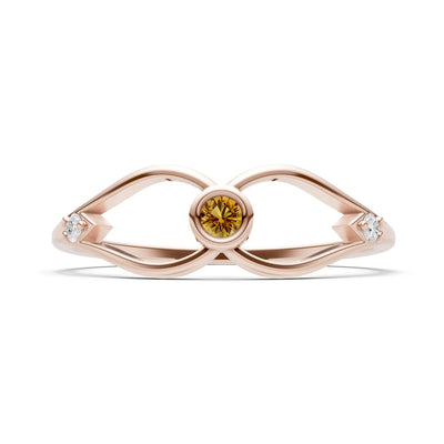 Dainty Bezel Twist Crossover Ring – Round