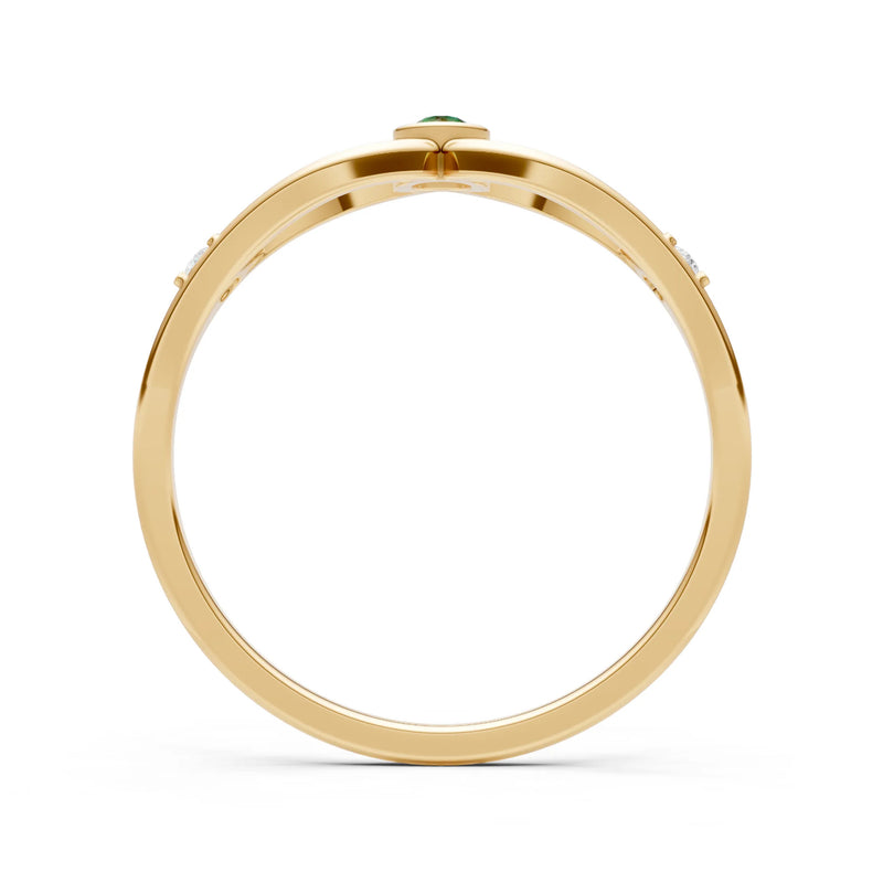 Emerald Dainty Bezel Twist Crossover Ring