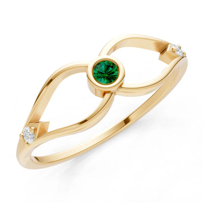 Dainty Bezel Twist Crossover Ring – Round