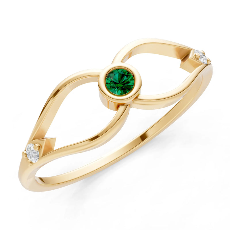 Dainty Bezel Twist Crossover Ring – Round