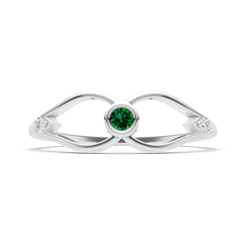 Dainty Bezel Twist Crossover Ring – Round