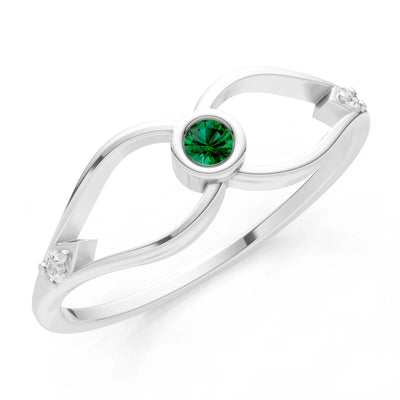 Dainty Bezel Twist Crossover Ring – Round
