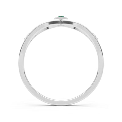 Emerald Dainty Bezel Twist Crossover Ring
