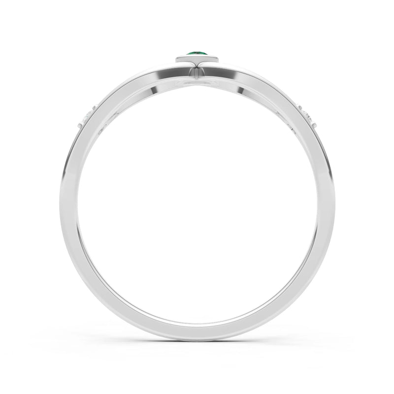 Emerald Dainty Bezel Twist Crossover Ring