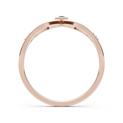 Dainty Bezel Twist Crossover Ring – Round