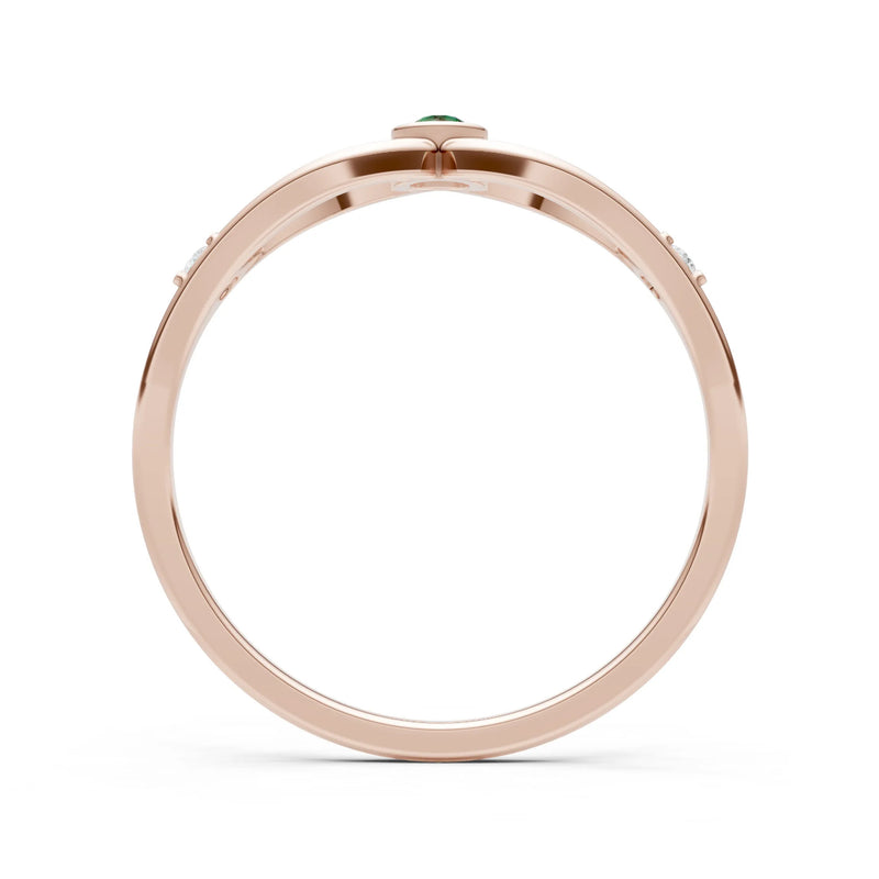 Emerald Dainty Bezel Twist Crossover Ring