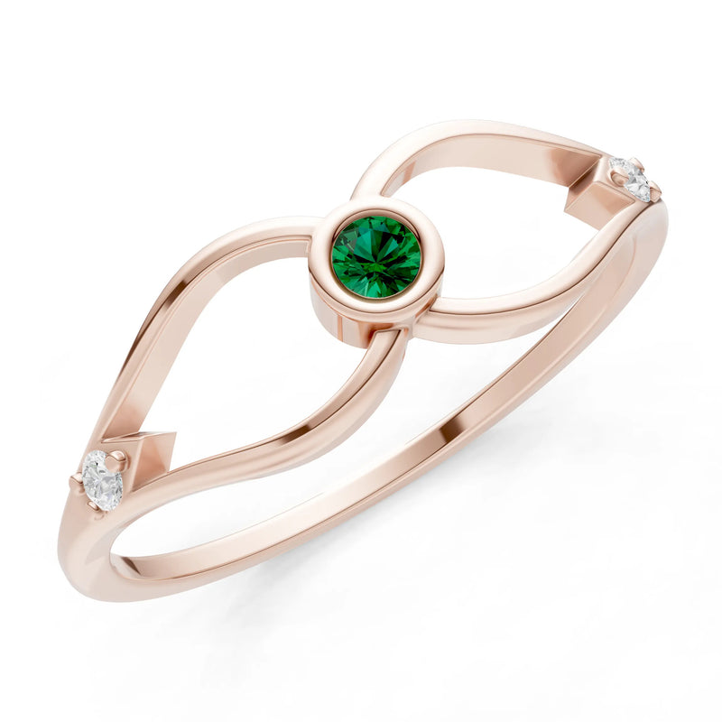 Dainty Bezel Twist Crossover Ring – Round