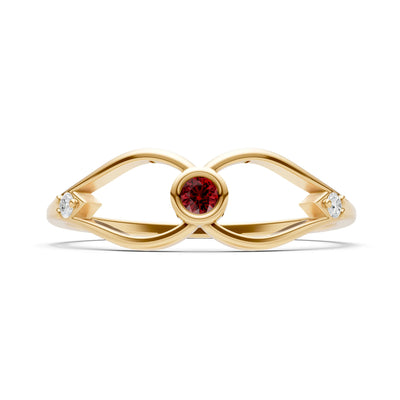 Dainty Bezel Twist Crossover Ring – Round
