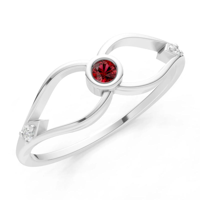 Dainty Bezel Twist Crossover Ring – Round