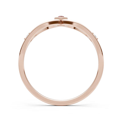 Dainty Bezel Twist Crossover Ring – Round